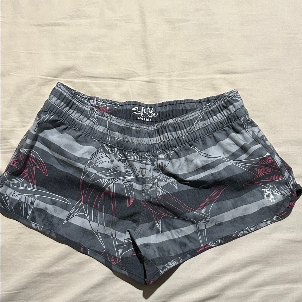 Gray and Pink Salt Life Shorts
